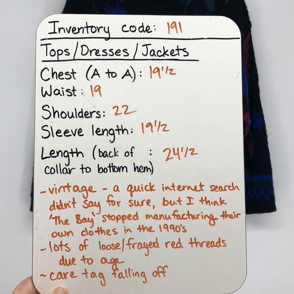 Vintage 1970's Hudson's Bay Butterfly Black blue pink Acrylic knit sweater 70s M - Picture 14 of 15